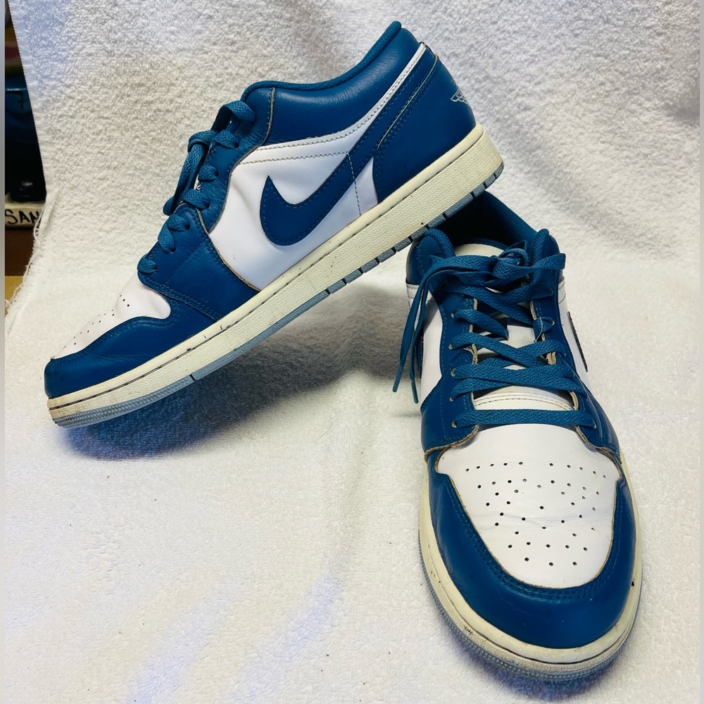 Nike GS Air Jordan1 Low SE Industrial Blue White Mens 12.5 - Picture 3 of 9